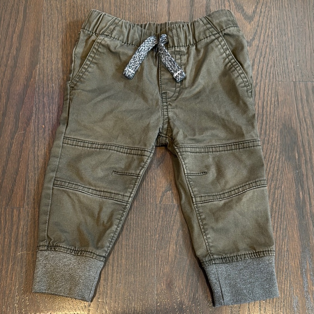 Cat & Jack Olive Woven Pull-On Jogger Pants - 12M